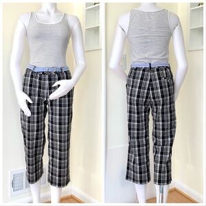 Bugatchi black and white plaid capris with pockets
